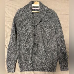 Men's Gray Shawl Collar Cardigan Sweater